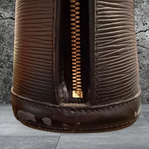 Vintage Louis Vuitton Black Epi Leather Lussac Tote Bag Large 17” x 12” Good - Picture 9 of 16